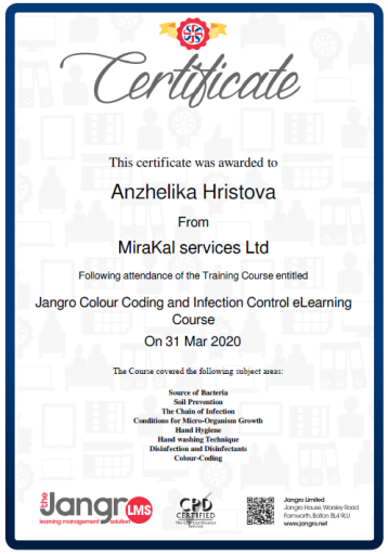 Jangro Colour Coding and Infection Control eLearning Course_Colour Coding and Infection Control Certificate